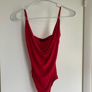Slinky Cowl Neck Red bodysuit 🌶🌶